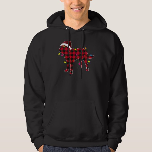 Sudadera Navidades de Rottweiler Santa Hat Red Plaid Buffal (Anverso)