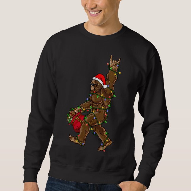 Sudadera Navidades de Santa Bigfoot iluminan sasquatc graci (Anverso)