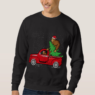 Sudadera Navidades de Santa Bigfoot Riding Red Truck Sasqua