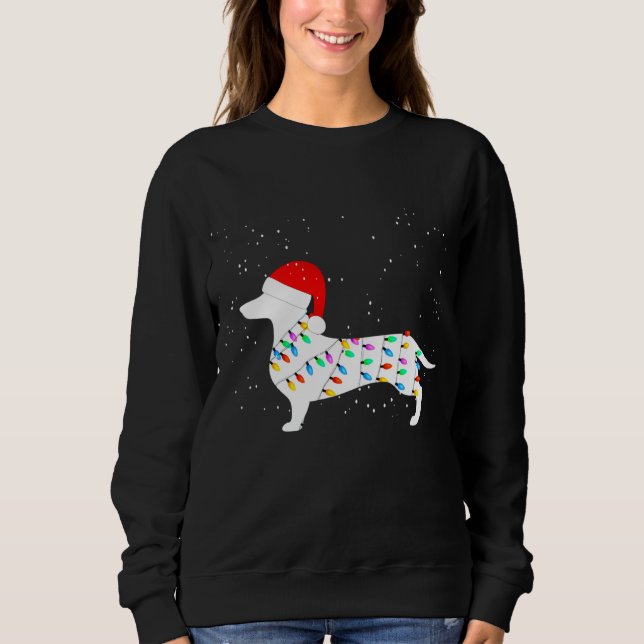 Sudadera Navidades de Santa Dachshund iluminan Dachshund Pa (Anverso)