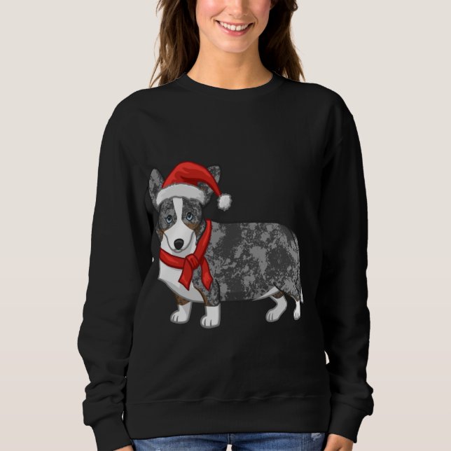 Sudadera Navidades de Santa Hat de Cute Blue Merle Cardigan (Anverso)
