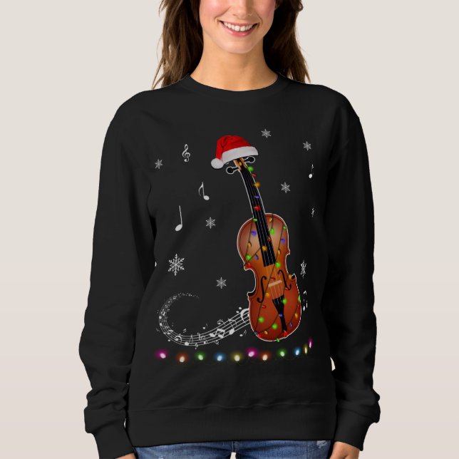 Sudadera Navidades de Santa Hat de violín iluminan Navidad (Anverso)