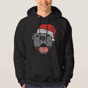 Sudadera Navidades de Santa Hat Pitbull Pit Mascota Perro L