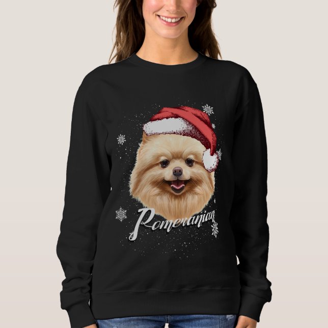 Sudadera Navidades de Santa Hat Pomerania de Happy Dog Brow (Anverso)