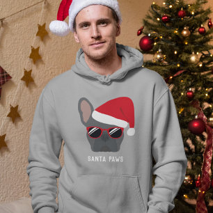 Sudadera Navidades de Santa Paws Bulldog azul francés Hoodi