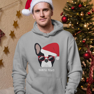 Sudadera Navidades de Santa Paws Bulldog francés Hoodie
