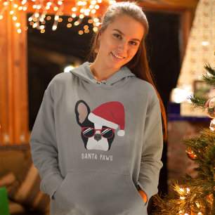 Sudadera Navidades de Santa Paws Bulldog francés Hoodie