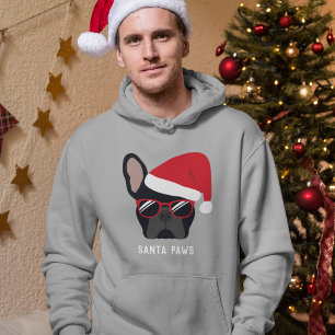Sudadera Navidades de Santa Paws Bulldog negro francés Hood
