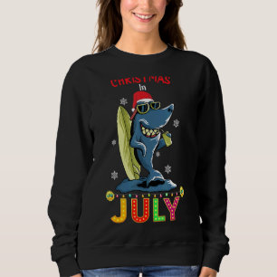 Sudadera Navidades De Santa Shark En La Playa De Vacaciones