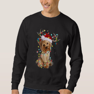 Sudadera Navidades de Santa Yorkshire Terrier Reindeer Ligh