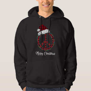 Sudadera Navidades de señas de la paz rojas iluminan Hippie