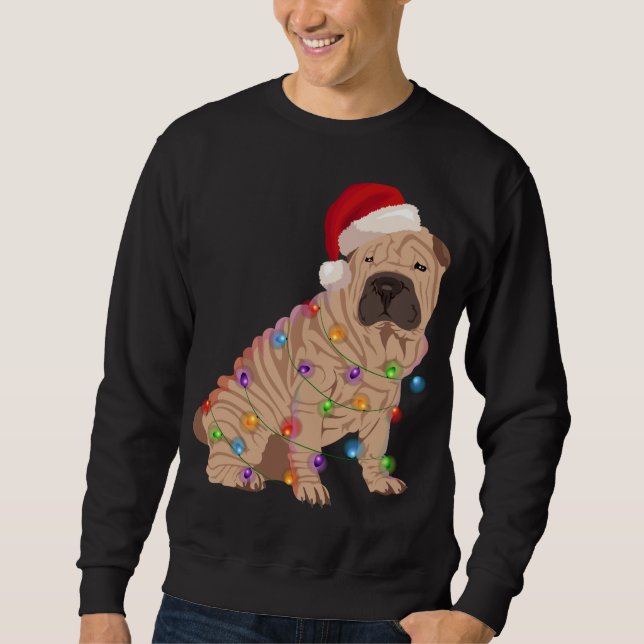 Sudadera Navidades de Shar Pei alumbran a amante del perro  (Anverso)