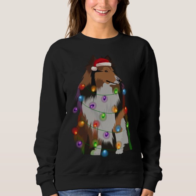 Sudadera Navidades de Sheepdog de Shetland iluminan la Navi (Anverso)