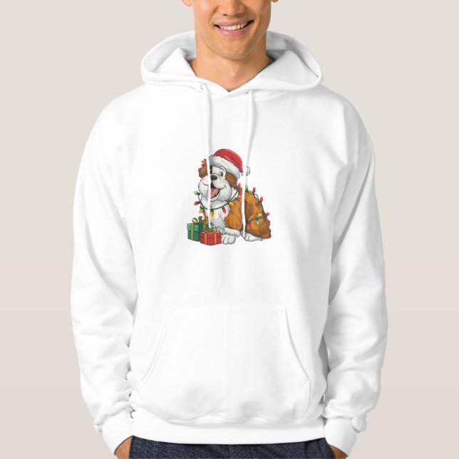 Sudadera Navidades de Sheepdog ingleses de Xmas Lighting Sa (Anverso)