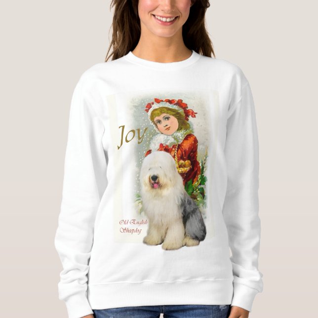 Sudadera Navidades de Sheepdog ingleses viejos (Anverso)