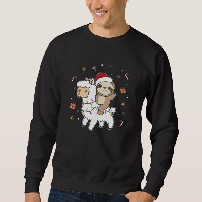 Sudadera Navidades de Sloth Lama Nieve Animales De Invierno (Anverso)
