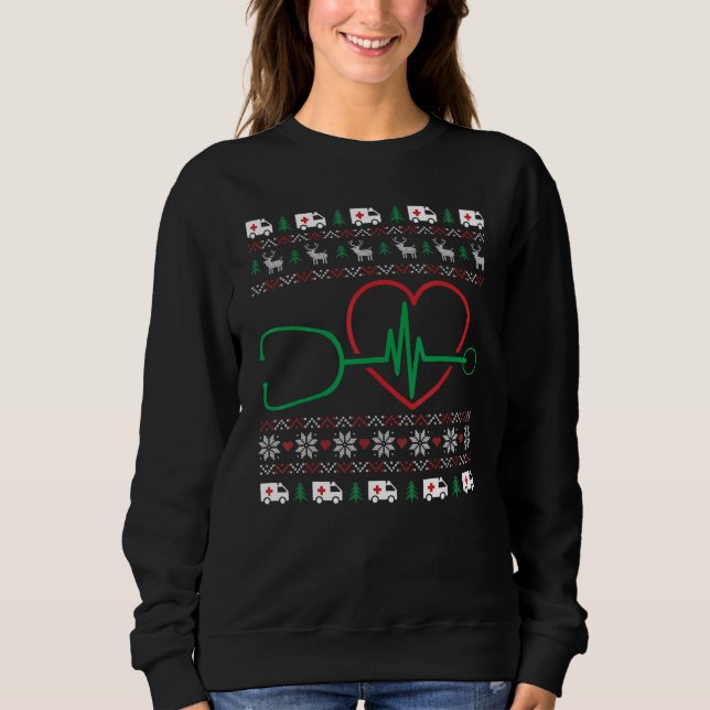 Sudadera Navidades de Stethoscope Cardíacos X Mas Pj Enferm (Anverso)