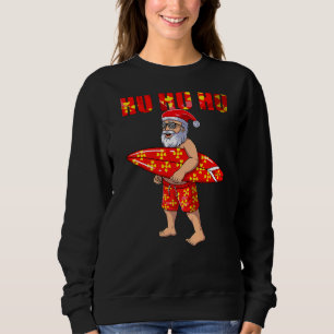 Sudadera Navidades de surf de Hawái Ho Ho Santa Surfboard I