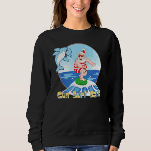 Sudadera Navidades De Surf Santa De La Playa De Hawaii En J