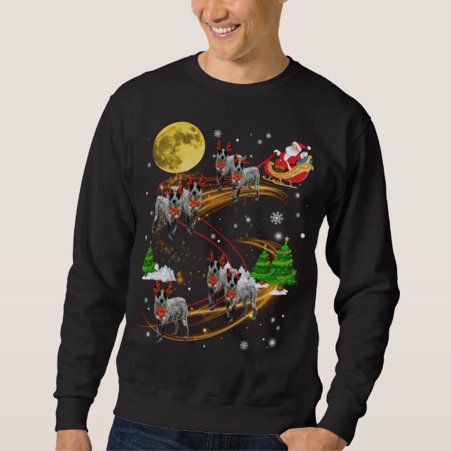 Sudadera Navidades de Texas Heeler Reindeer montan en Santa (Anverso)