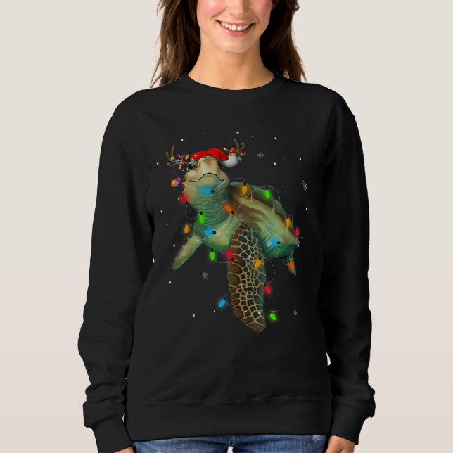 Sudadera Navidades de tortugas marinas iluminan Santa Hat M (Anverso)