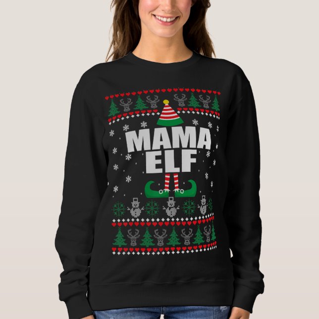 Sudadera Navidades de UGLY Pajama Mama ELF (Anverso)