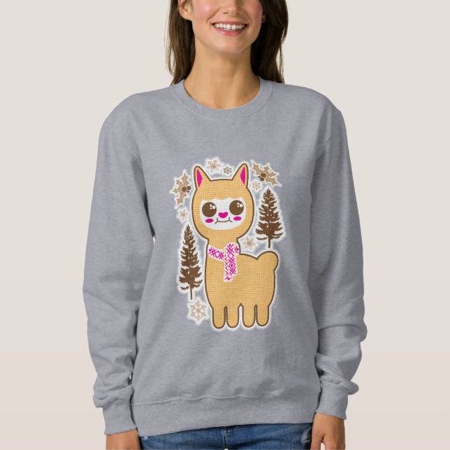 Sudadera Navidades de vacaciones Kawaii Llama (Anverso)