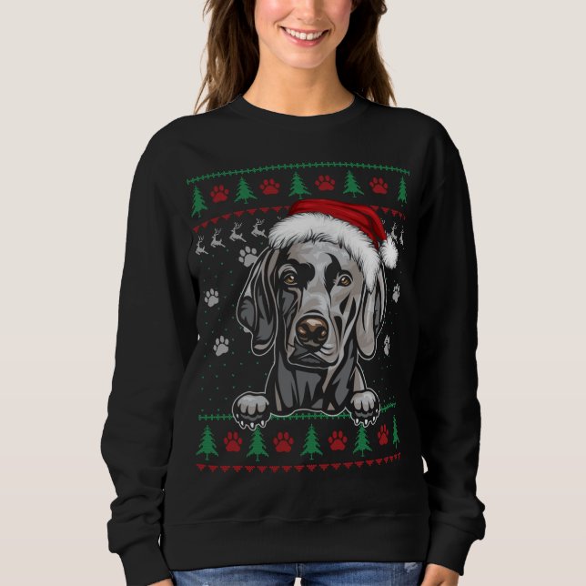 Sudadera Navidades de Weimaraner Sueño Perro Gracioso (Anverso)