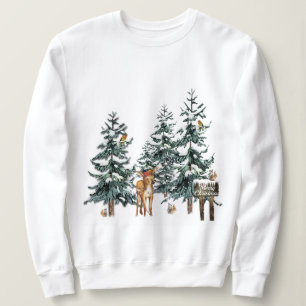 Sudadera Navidades Deer Squirrel Birds Pine Tree Forest