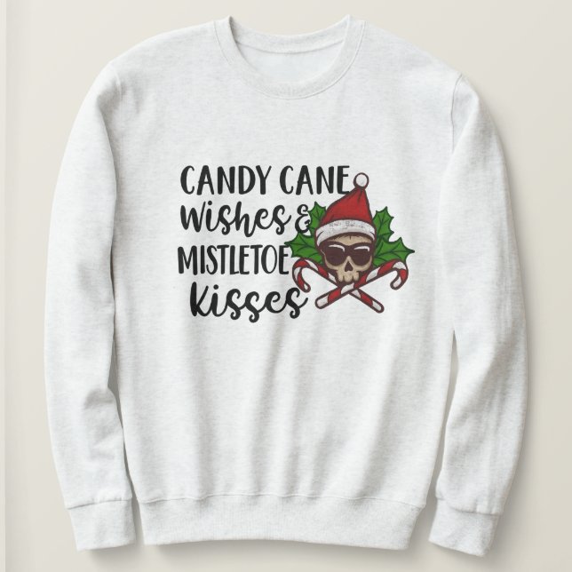 Sudadera Navidades del Beso de Candy Cane Mistletoe (Anverso del diseño)
