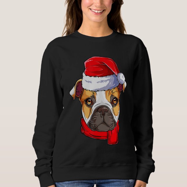Sudadera Navidades del Bulldog inglés Dog Santa Claus Pajam (Anverso)
