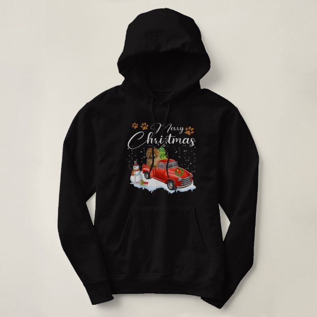 Sudadera Navidades del Camión Rojo de la Nieve Chow Chow Ch (Diseño del anverso)