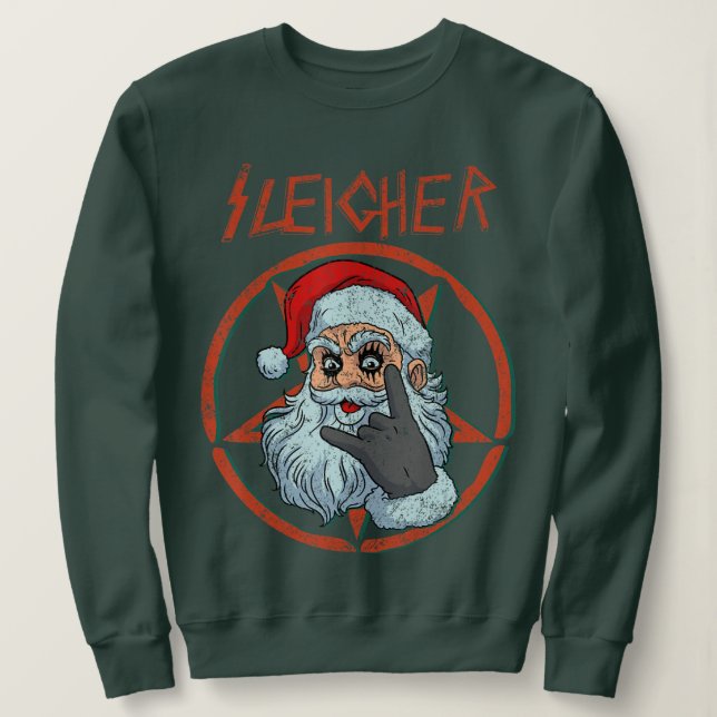 Sudadera Navidades del cráneo Metalizado del Sleigher Hail  (Anverso del diseño)