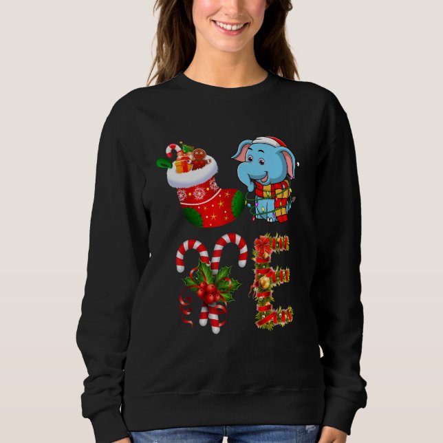 Sudadera Navidades del elefante de amor alumbran a Navidade (Anverso)