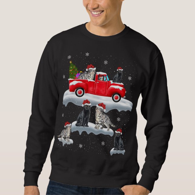 Sudadera Navidades del gato del camión de la navidad que co (Anverso)