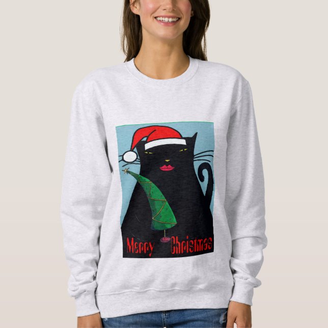 Sudadera Navidades del gato negro (Anverso)