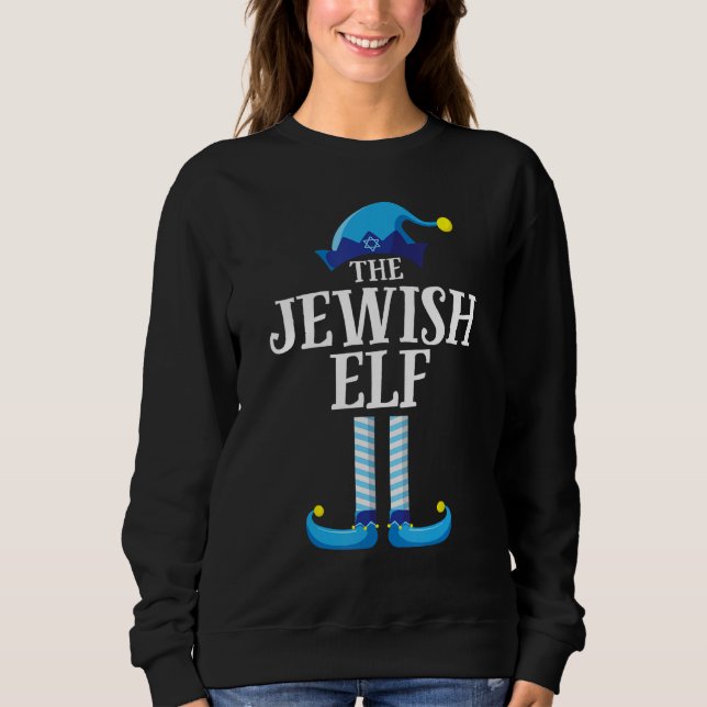 Sudadera Navidades del grupo familiar judío Blue Elf Mating (Anverso)