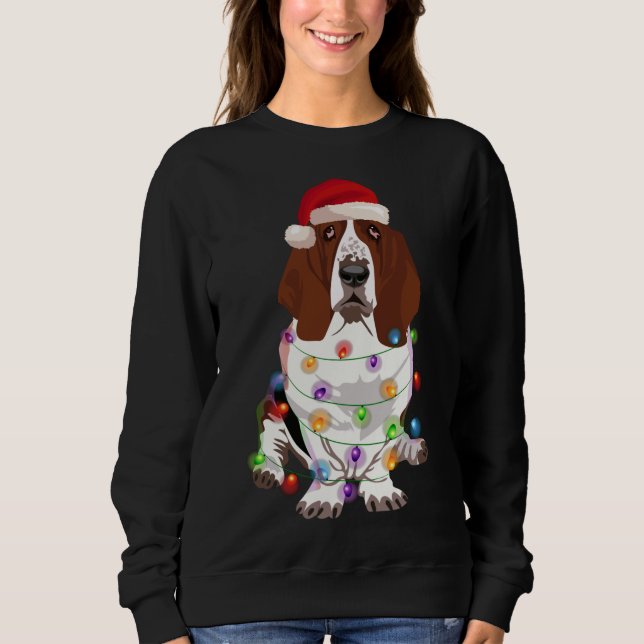Sudadera Navidades del Hound de Basset iluminan a amante de (Anverso)