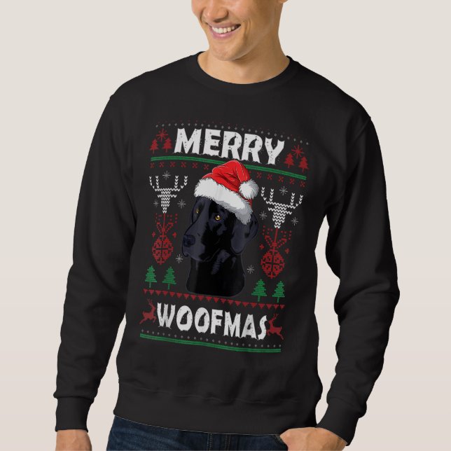 Sudadera Navidades del Laboratorio Negro Merry Woofmas (Anverso)