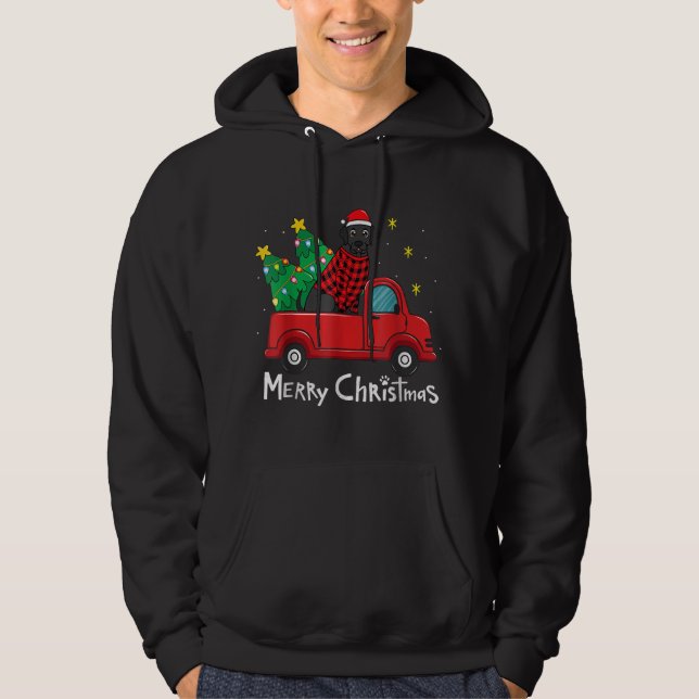 Sudadera Navidades del Labrador Negro Árbol de camiones Per (Anverso)