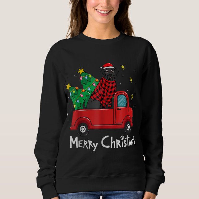 Sudadera Navidades del Labrador Negro Árbol de camiones Per (Anverso)