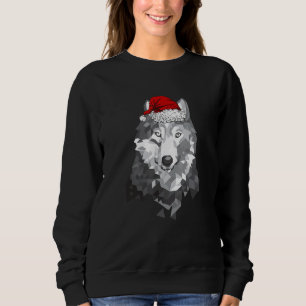 Sudadera Navidades del lobo gris Santa Hat Wolves Merry Wol