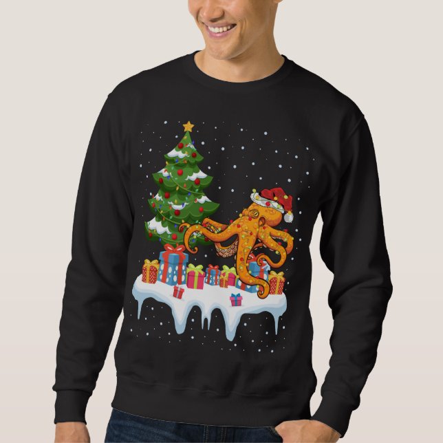 Sudadera Navidades del Octopus del árbol de alumbrado de na (Anverso)