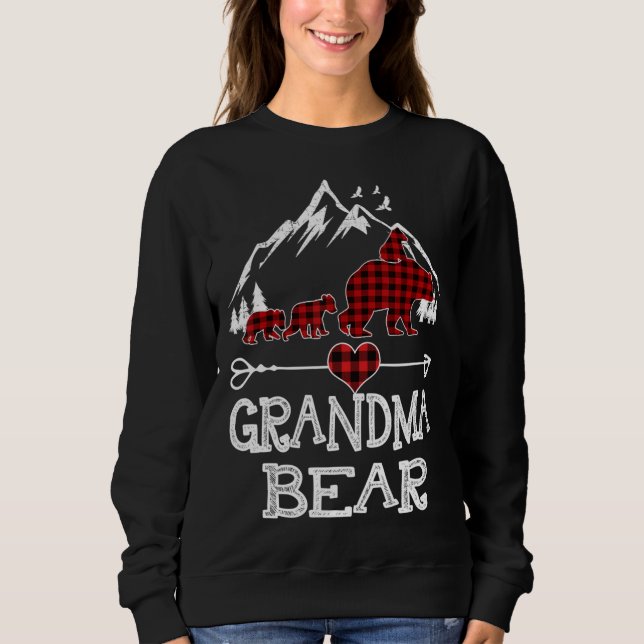 Sudadera Navidades del oso de la abuela Pajama Red Plaid Bu (Anverso)