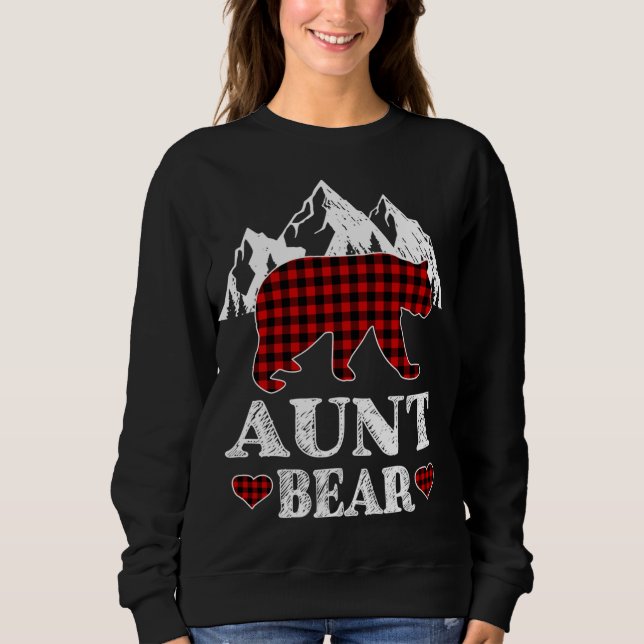 Sudadera Navidades del oso tía Pajama Red Plaid Buffalo Mat (Anverso)