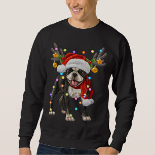 Sudadera Navidades del perro de Boston terrier enciende ama