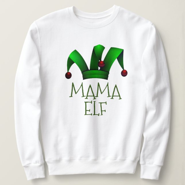 Sudadera Navidades del personalizable Elf Santa Helper MAMA (Anverso del diseño)