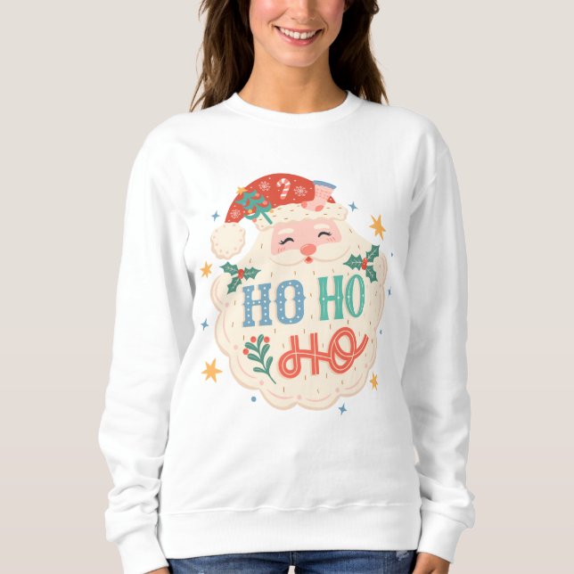 Sudadera Navidades del Retro Ho Ho Santa Festividad (Anverso)