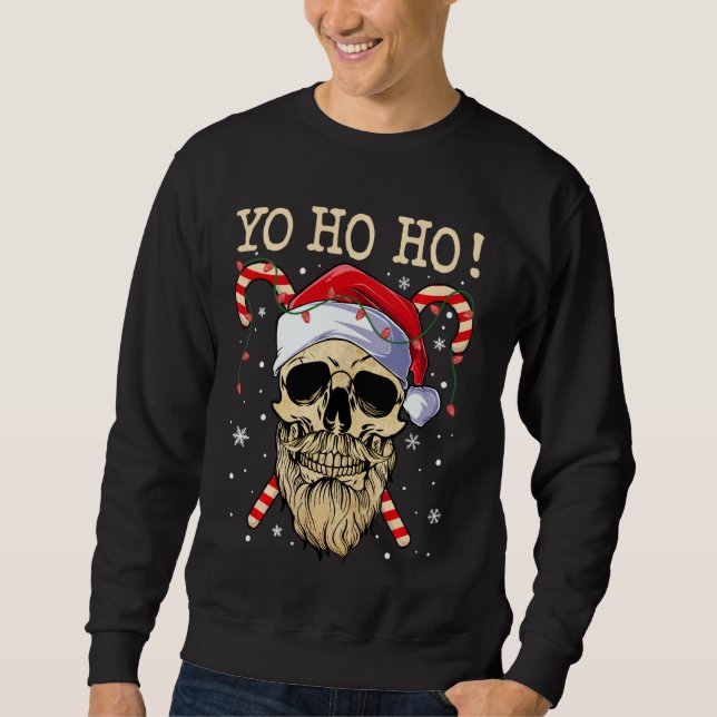 Sudadera Navidades del Yo Ho Santa Skull Pirate Jolly Roger (Anverso)