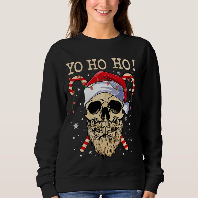 Sudadera Navidades del Yo Ho Santa Skull Pirate Jolly Roger (Anverso)